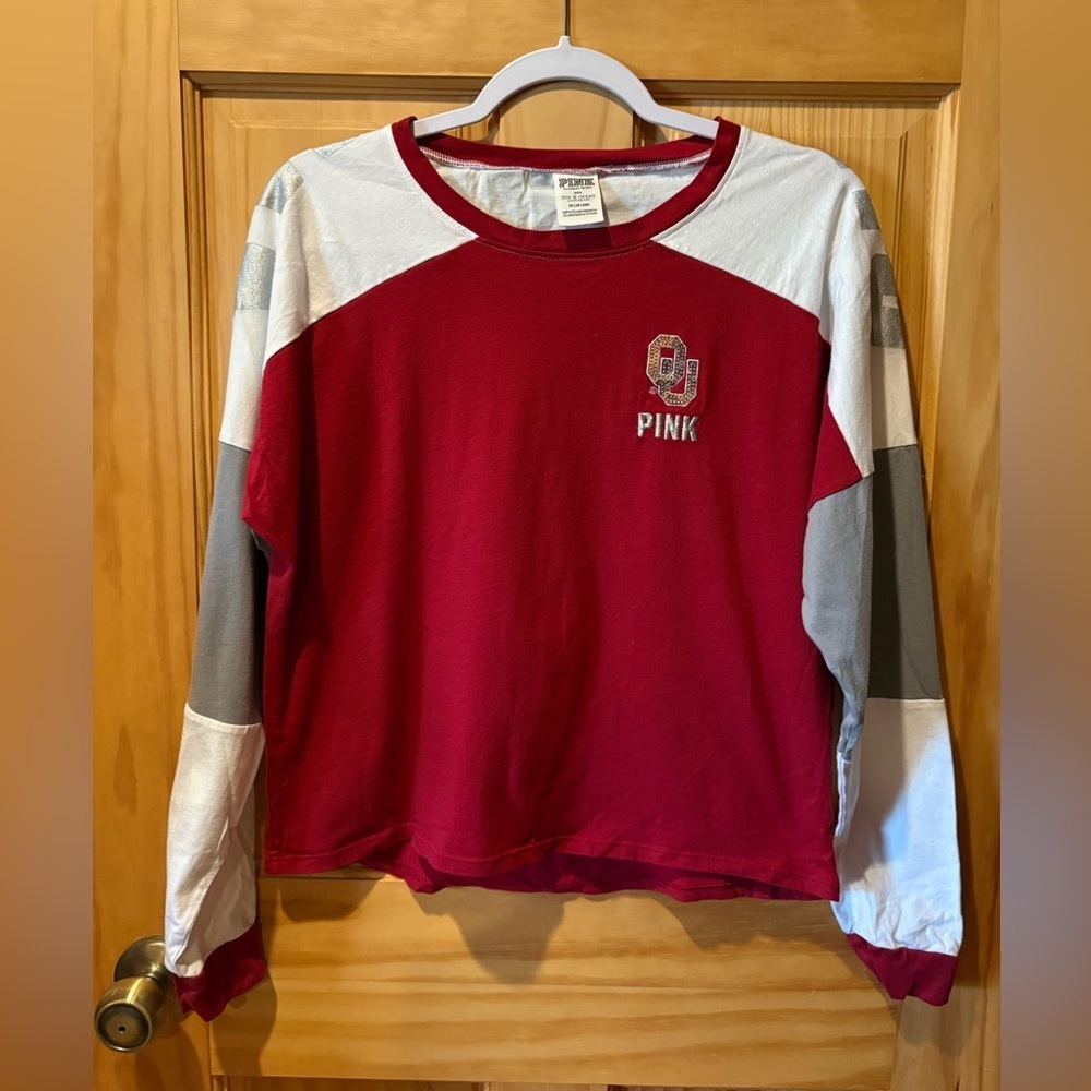 Victoria's Secret PINK ls T-shirt University of Oklahoma Sooners logo women’s XS